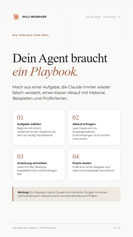 Titelseite des vierseitigen Agenten-Playbooks