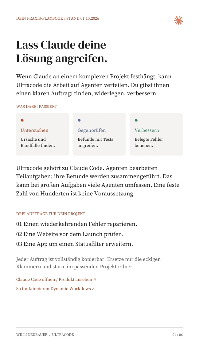 Erste Seite des Ultracode-Playbooks
